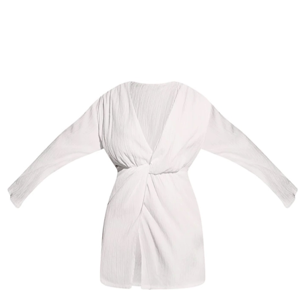 Pretty little thing Plus White Muslin Drape Detail Dress